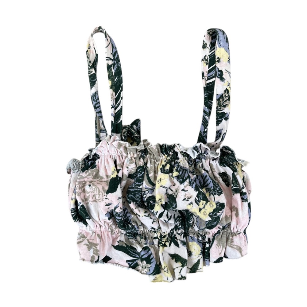 Urban Outfitters Floral Crop Top Tie Back Cotton Boho Tank XS Boho